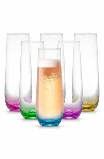 JoyJolt Hue Colored Stemless Champagne Glass - Set of 6