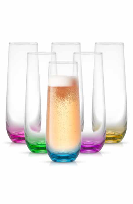 JoyJolt Hue Colored Stemless Champagne Glass - Set of 6