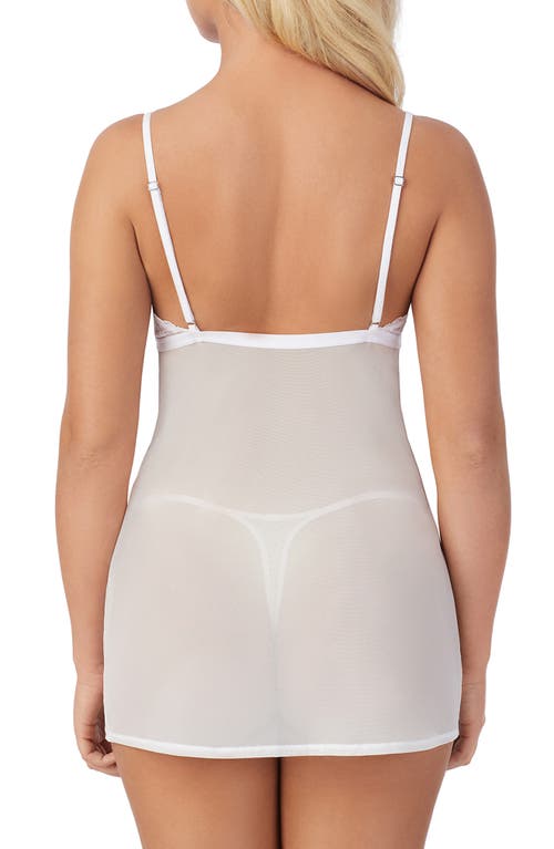On Gossamer Luxe Lace Chemise & Thong Set In White