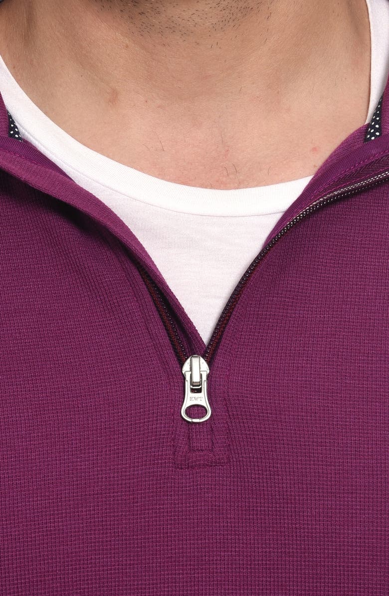 Robert Graham Polaris Embroidered Skull Quarter Zip Pullover, Alternate, color, Berry