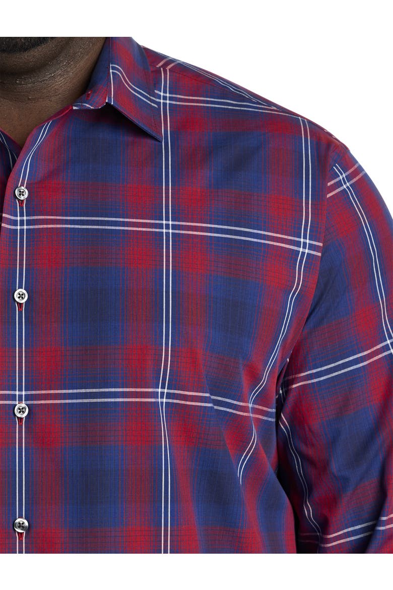 Big & Tall Large Plaid Sport Shirt, Alternate, color, RED BLUE