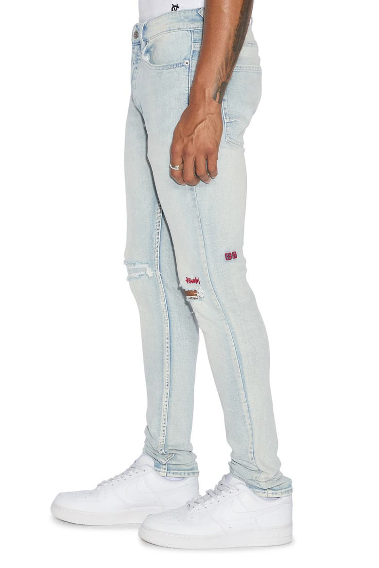 Van Winkle Blue Ice Ripper Skinny Jeans, Alternate, color, DENIM