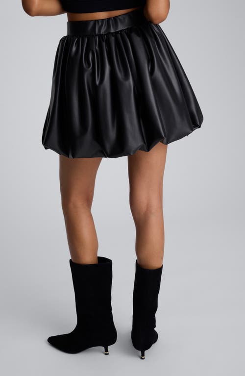 Kenneth Cole Faux Leather Pull On Bubble Mini Skirt In Blue