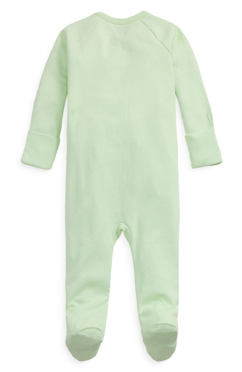 Ralph Lauren Full Zip Knit Cotton Footie, Alternate, color, Sweet Honeydew