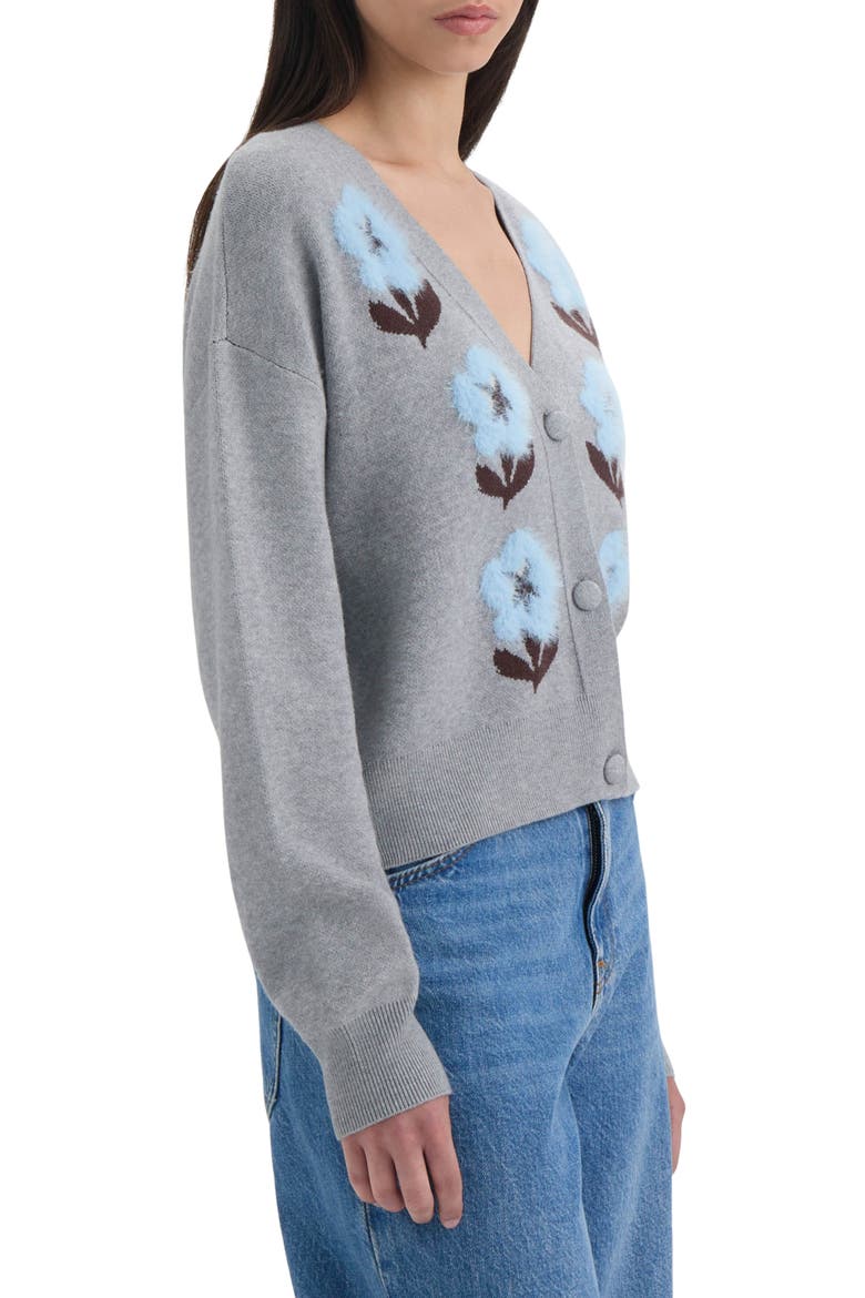 V-Neck Cardigan, Alternate, color, MEDIUM GREY MIX FLORAL