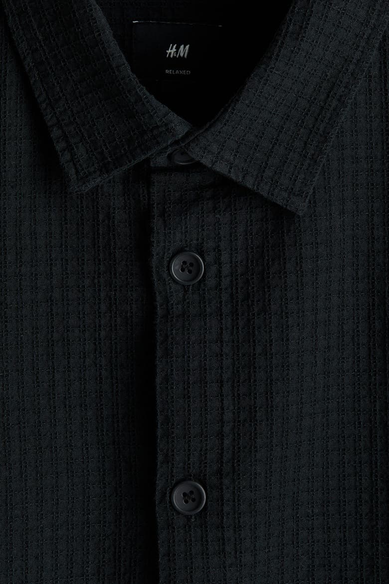 Relaxed Fit Linen-blend Shirt, Alternate, color, Black