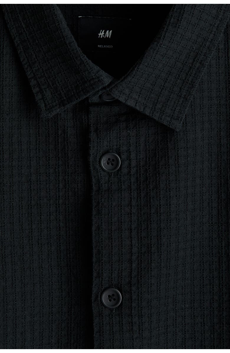 H&M Relaxed Fit Linen-blend Shirt, Alternate, color, Black