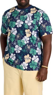 Harbor Bay by DXL Big & Tall Moisture-wicking Floral Print Pocket T-shirt