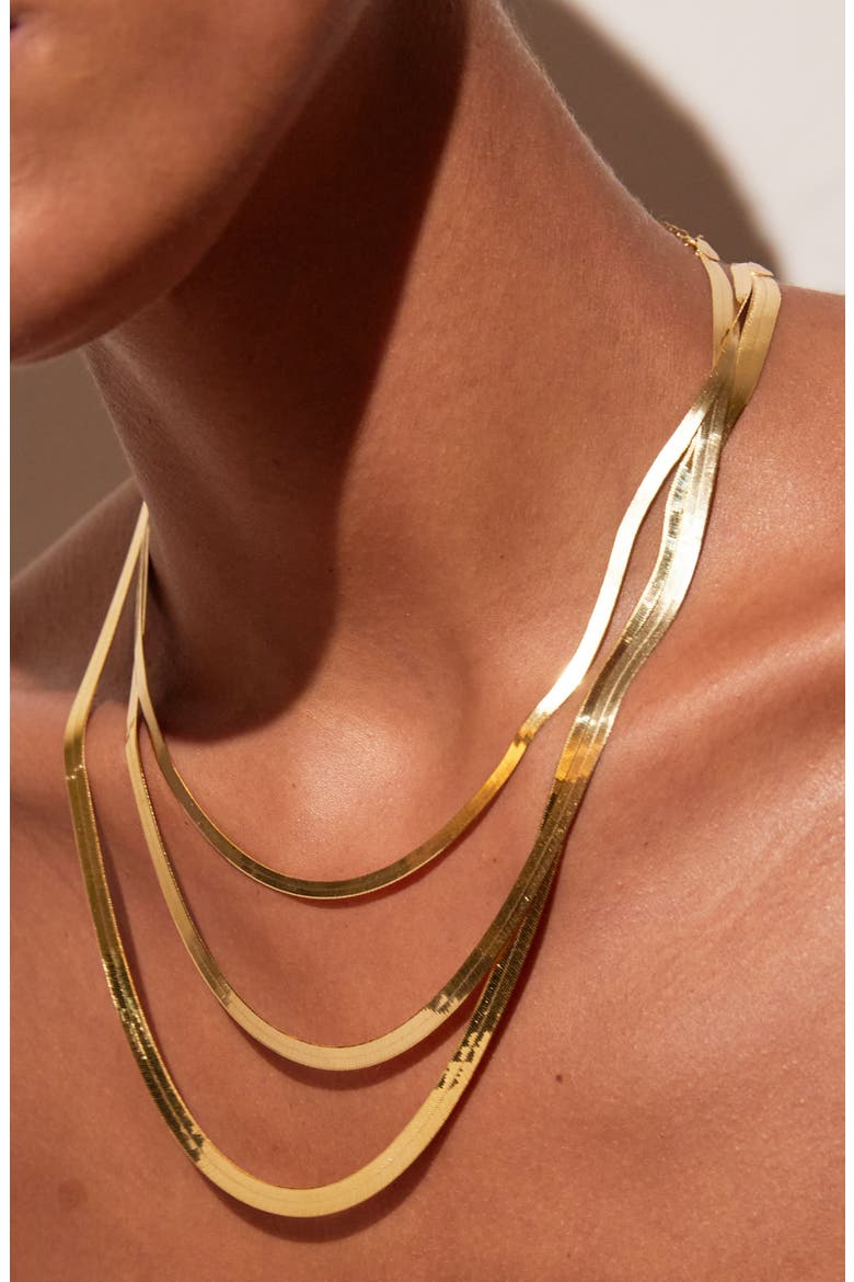 Herringbone Chain Necklace, Alternate, color, Yellow Gold Vermeil