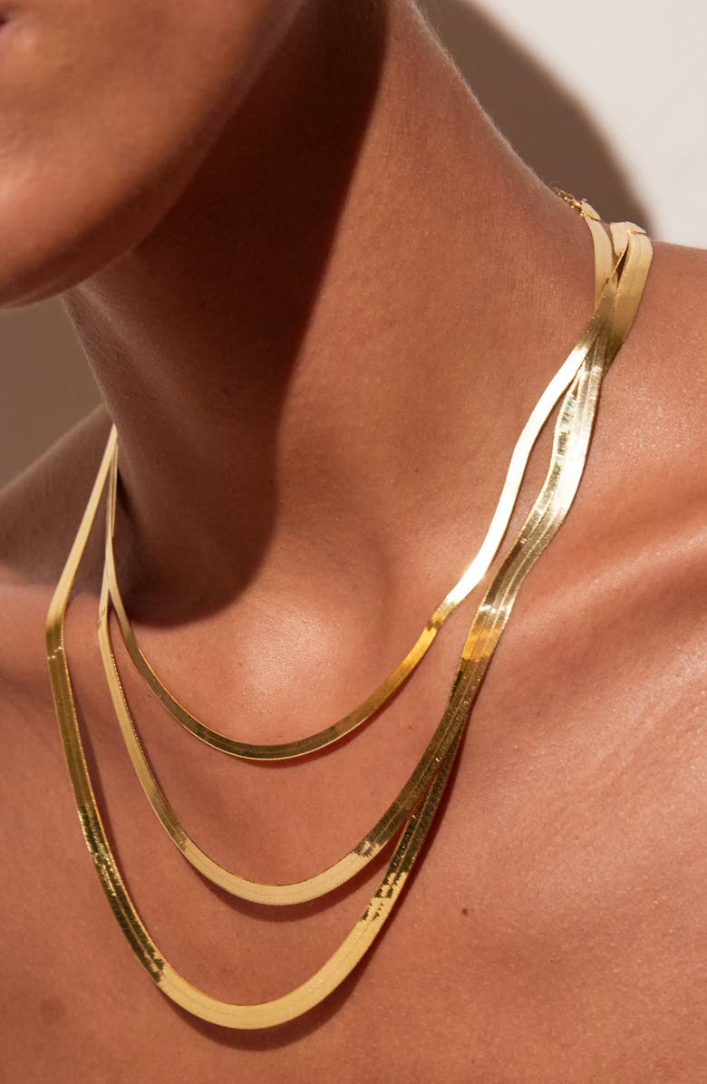 Aurate New York Herringbone Chain Necklace, Alternate, color, Yellow