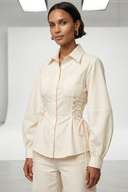 Exquise Arcene Fitted Waist Balloon Sleeve Shirt