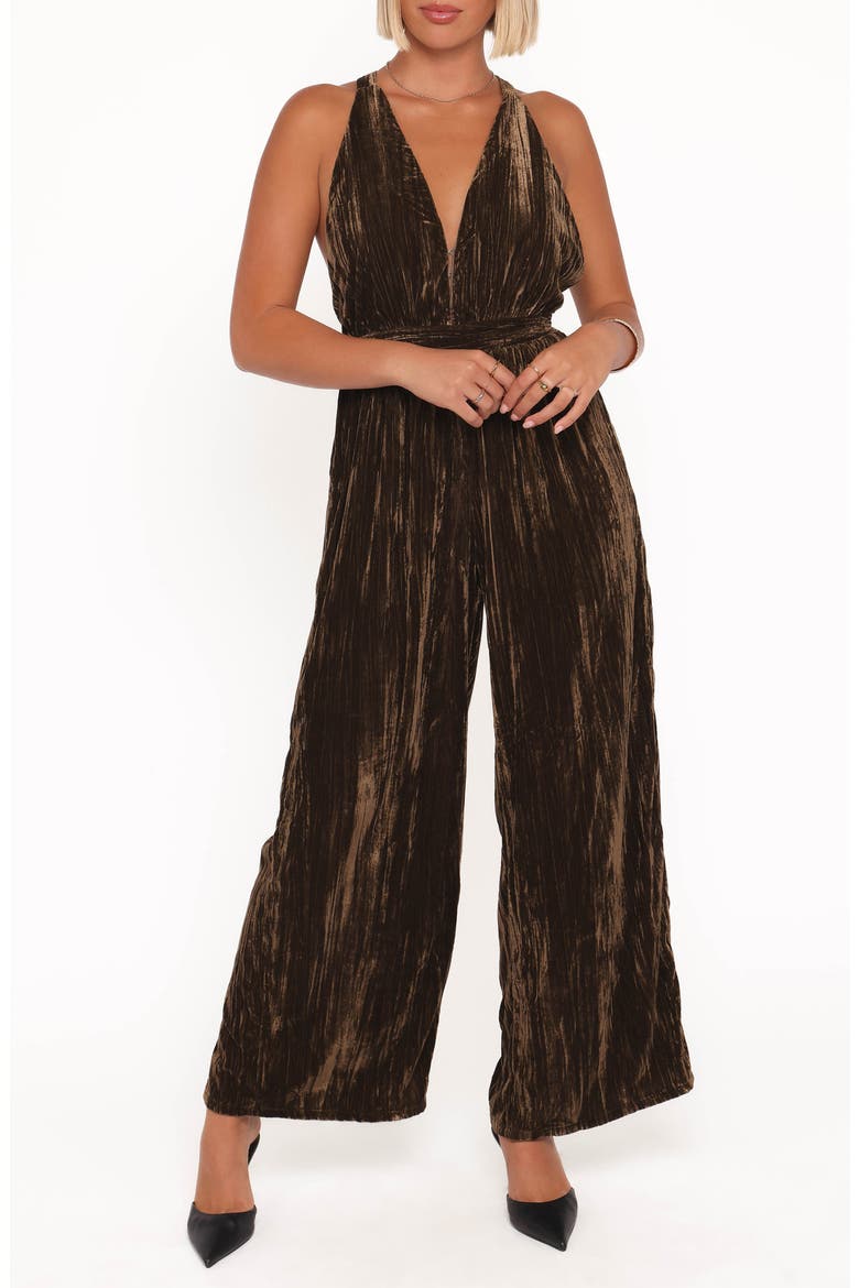 Melody Crushed Velvet Jumpsuit, Main, color, MOCHA OLIVE