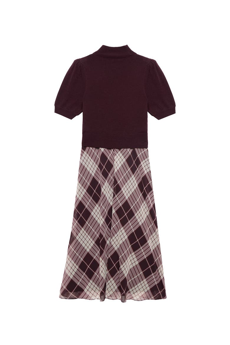 Checked Layered Midi Dress, Alternate, color, Burgundy