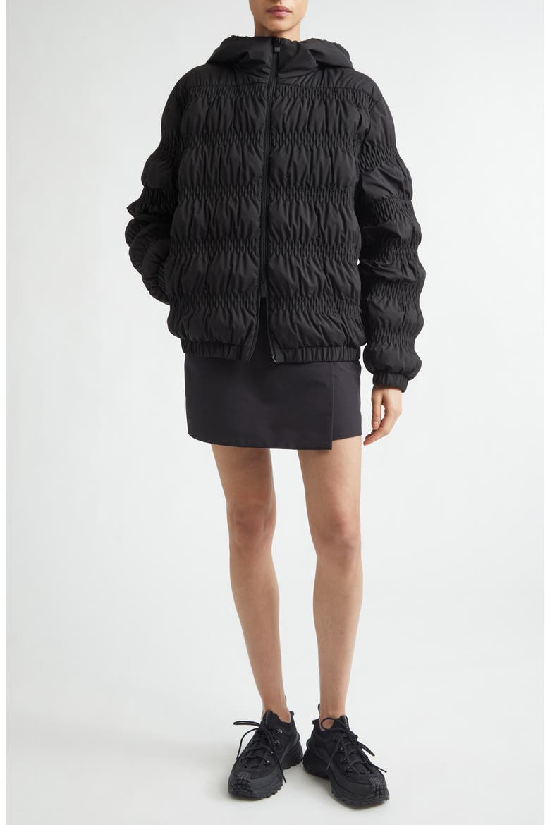 Noyer Gathered Quilted Down Jacket, Alternate, color, BLACK