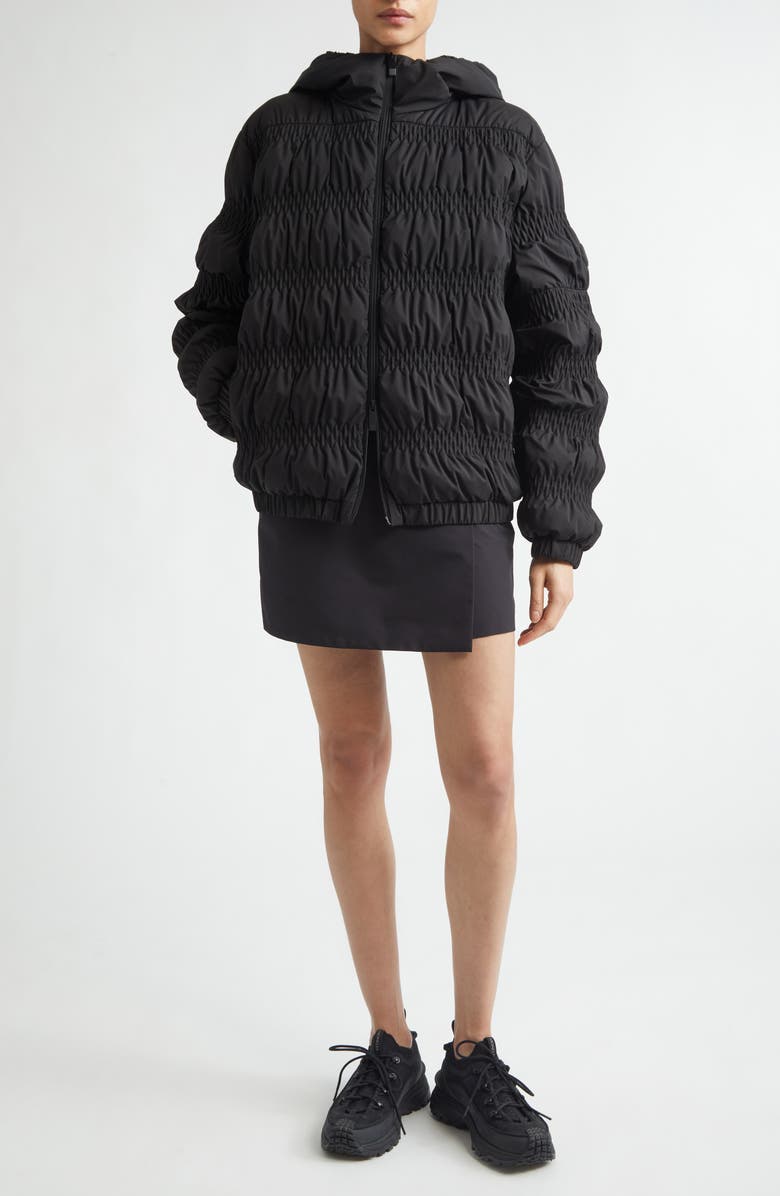 Moncler Noyer Gathered Quilted Down Jacket, Alternate, color, Black