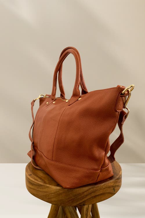 Pink Haley Ellie Handmade Leather Tote In Brown