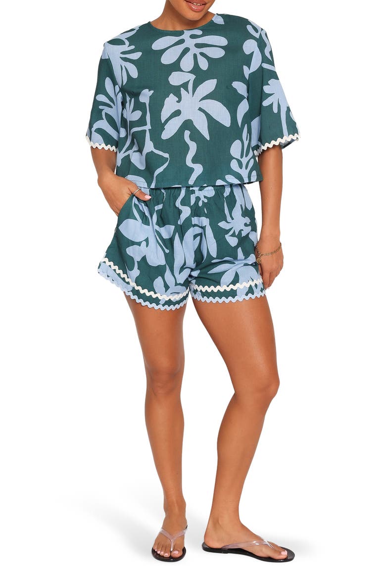 Gaia Shorts Set, Main, color, BLUE LEAF