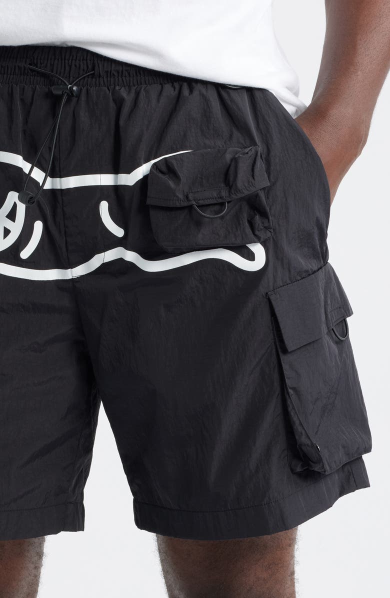 ICECREAM Running Dog Graphic Cargo Hiker Shorts, Alternate, color, Black