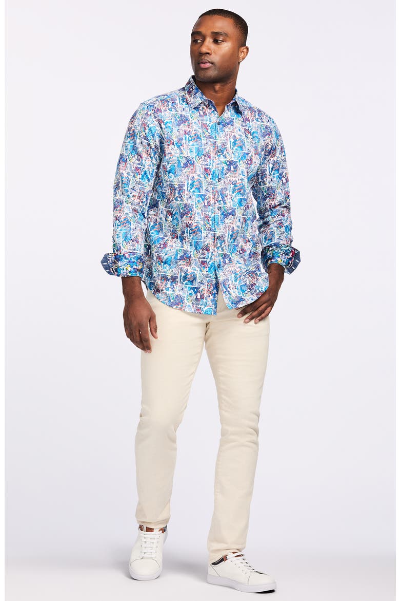 Elbert Cotton Button-Up Shirt, Alternate, color, MULTI
