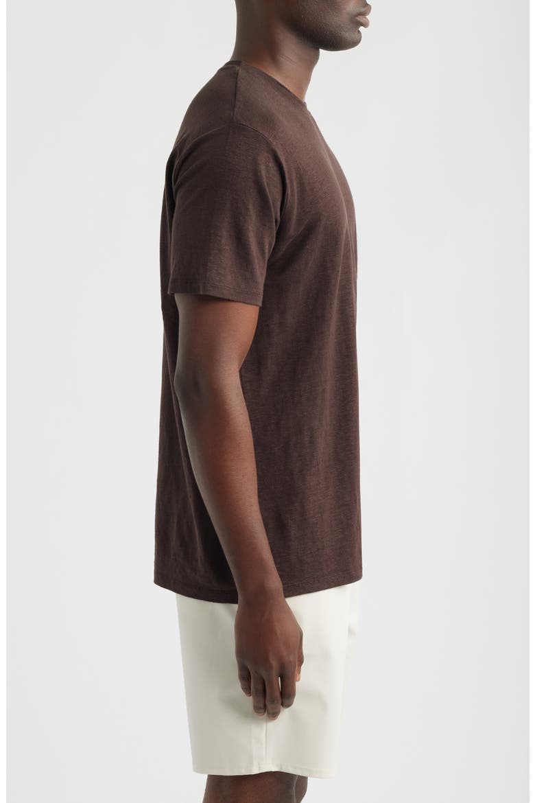 Bryce Crewneck Stretch Linen T-Shirt, Alternate, color, OAK BARREL