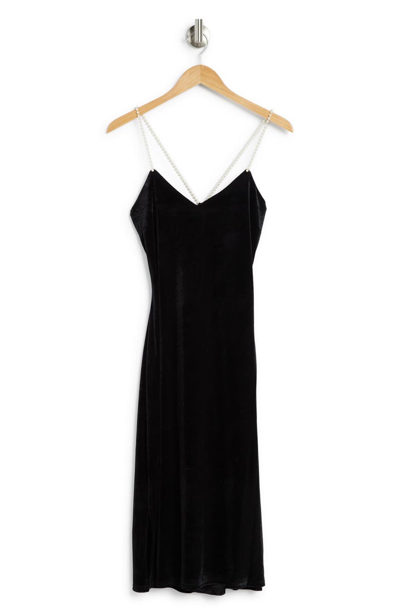 Sam Edelman Beaded Strap Velvet Midi Dress, Alternate, color,