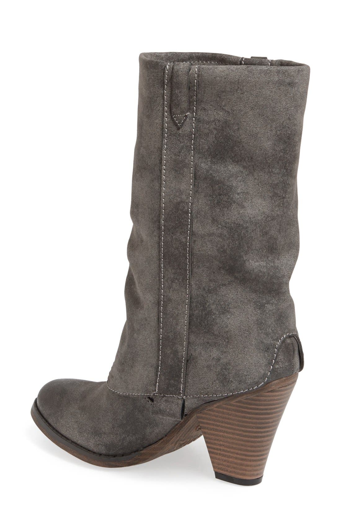 'Jeri' Cuffed Western Boot, Alternate, color, BLACK