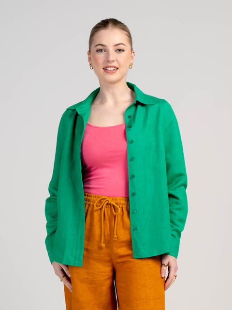 Relaxed Fit Long Sleeve Linen Shirt