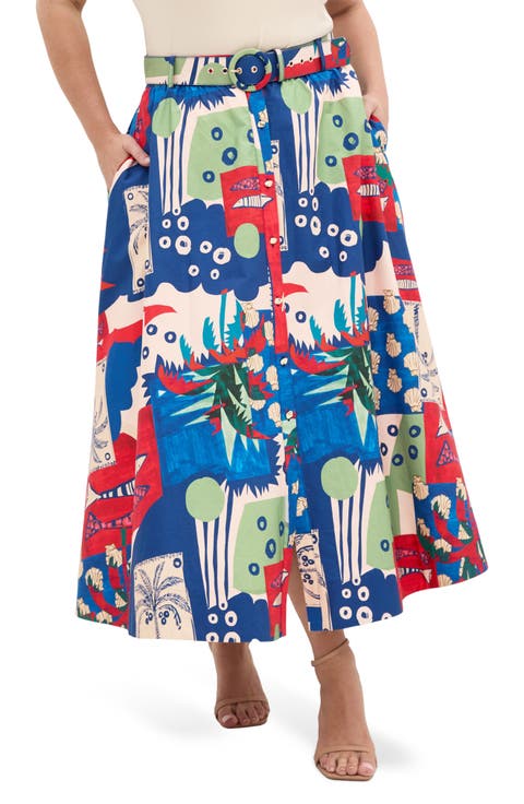 Elysia Printed Cotton Maxi Skirt