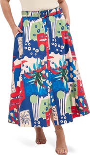 City Chic Elysia Printed Cotton Maxi Skirt