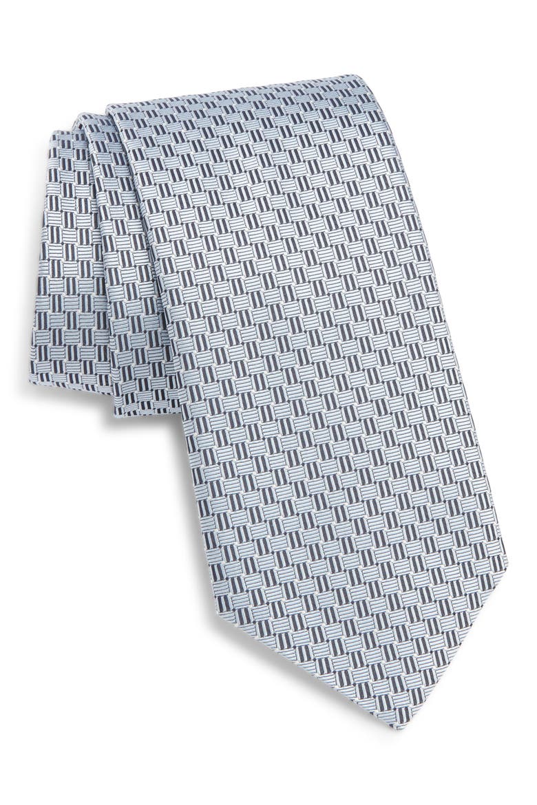 Geometric Silk Tie, Main, color, LIGHT BLUE
