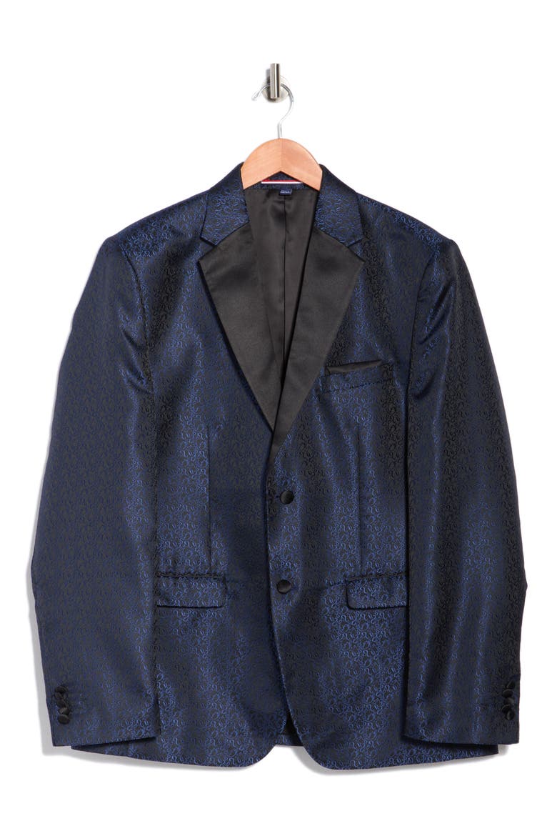 Jacquard Tuxedo Jacket, Alternate, color, BLUE