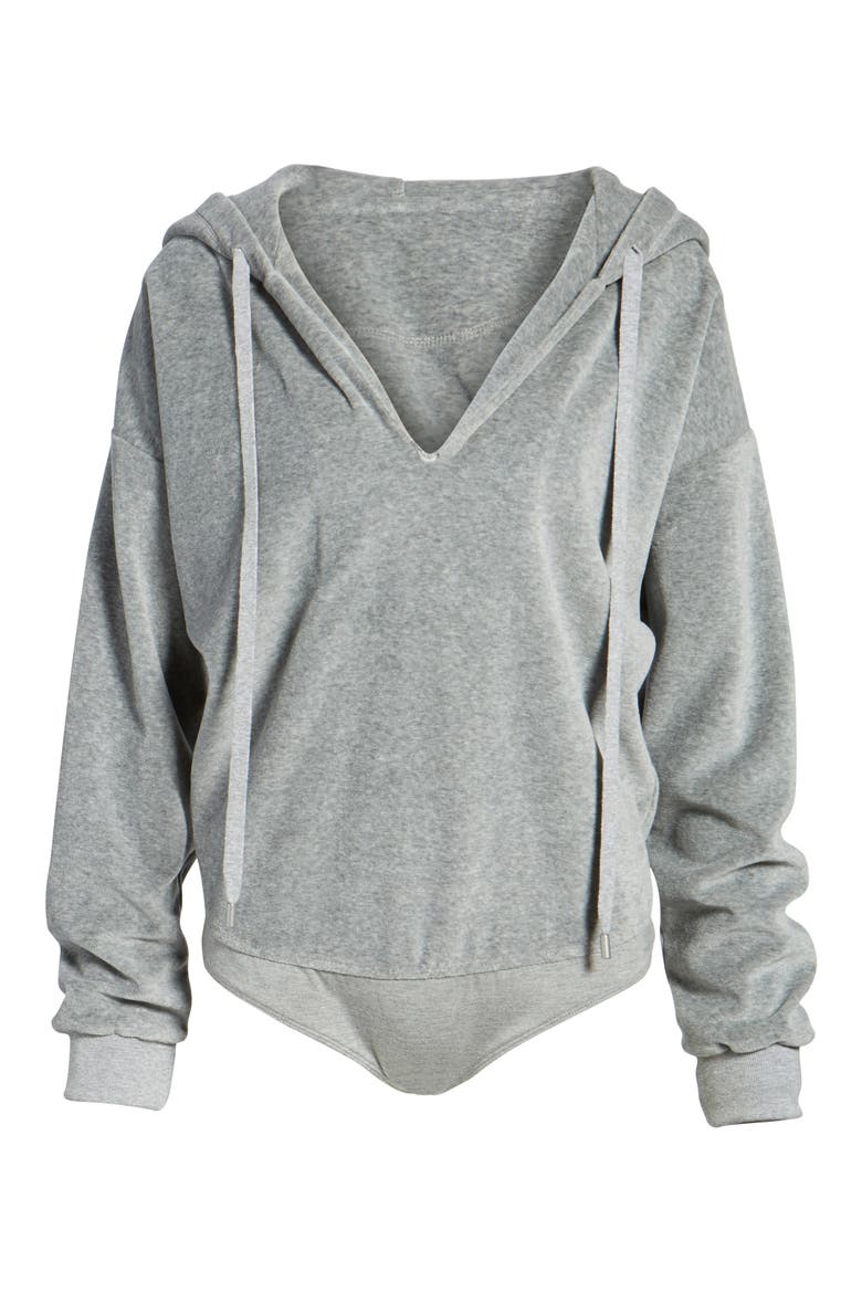 Hooded Bodysuit, Alternate, color, MEDIUM HEATHER GREY