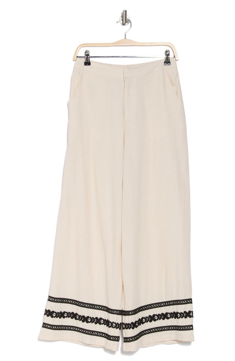 Love By Design Embroidered Wide Leg Pants, Alternate, color, Natural/ Black