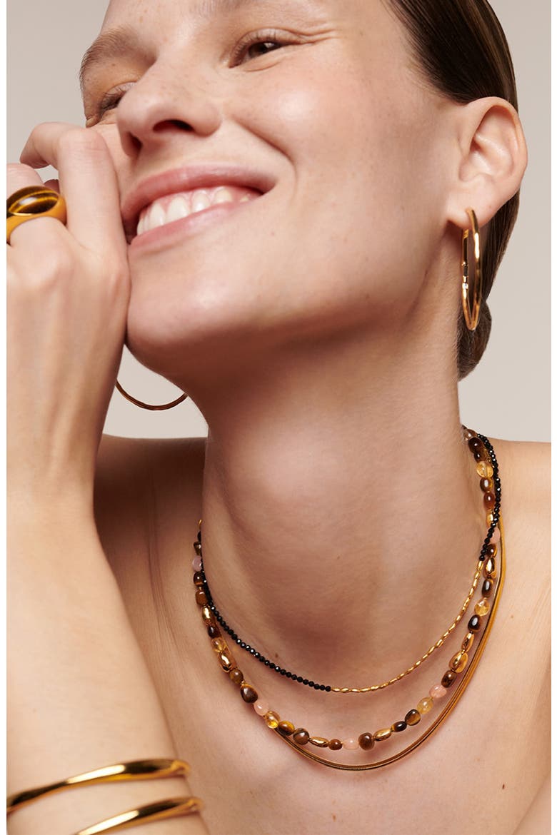 Beaded Stone Necklace, Alternate, color, 18CT GOLD VERMEIL / TIGERS EYE