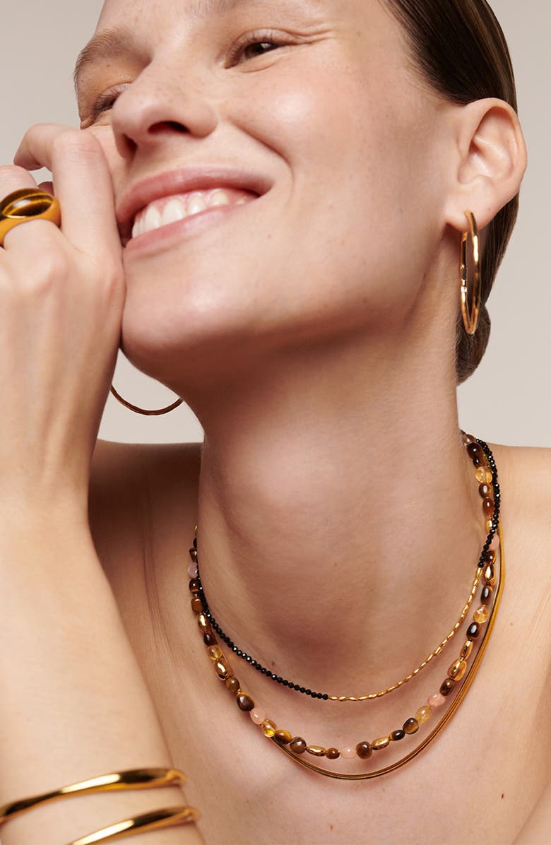 Monica Vinader Beaded Stone Necklace, Alternate, color, 18Ct Gold Vermeil / Tigers Eye