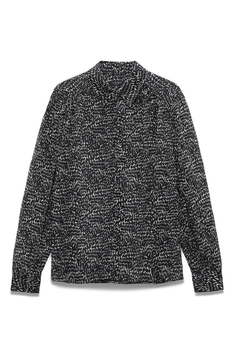 rag & bone Emmy Abstract Print Silk Blend Button-Up Shirt, Alternate, color, Blackmult