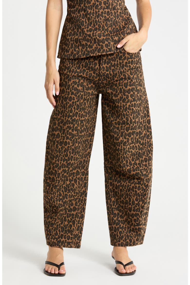 Miro Leopard Print High Waist Ankle Barrel Jeans, Main, color, LEOPARD