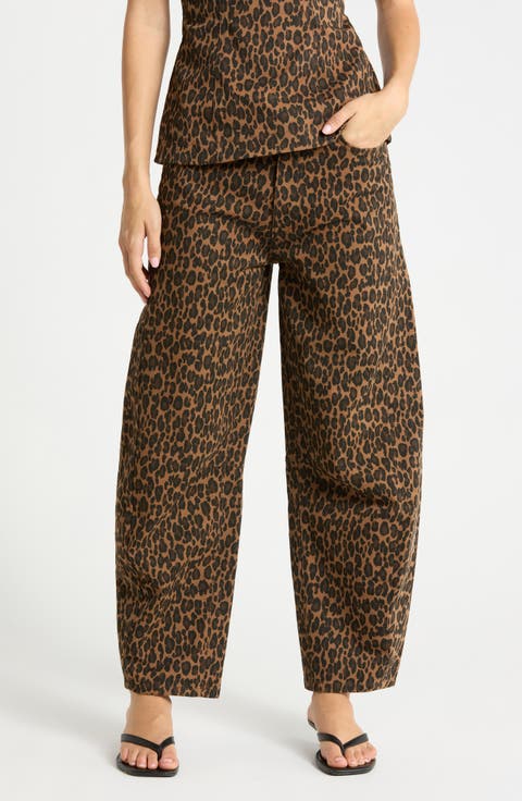Miro Leopard Print High Waist Ankle Barrel Jeans