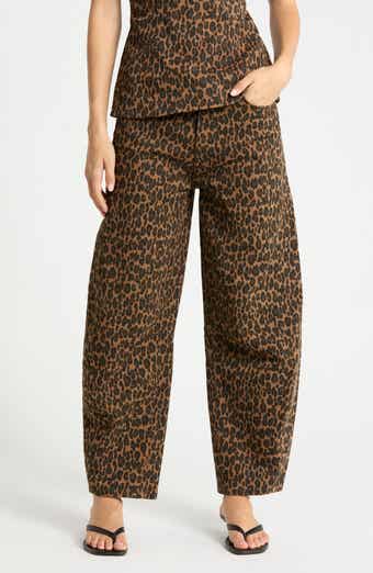 Miro Leopard Print High Waist Ankle Barrel Jeans