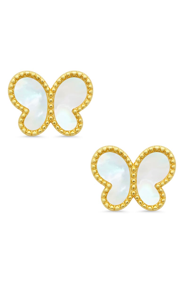 Lily Nily Kids' Mother-of-Pearl Butterfly Stud Earrings, Main, color, Gold