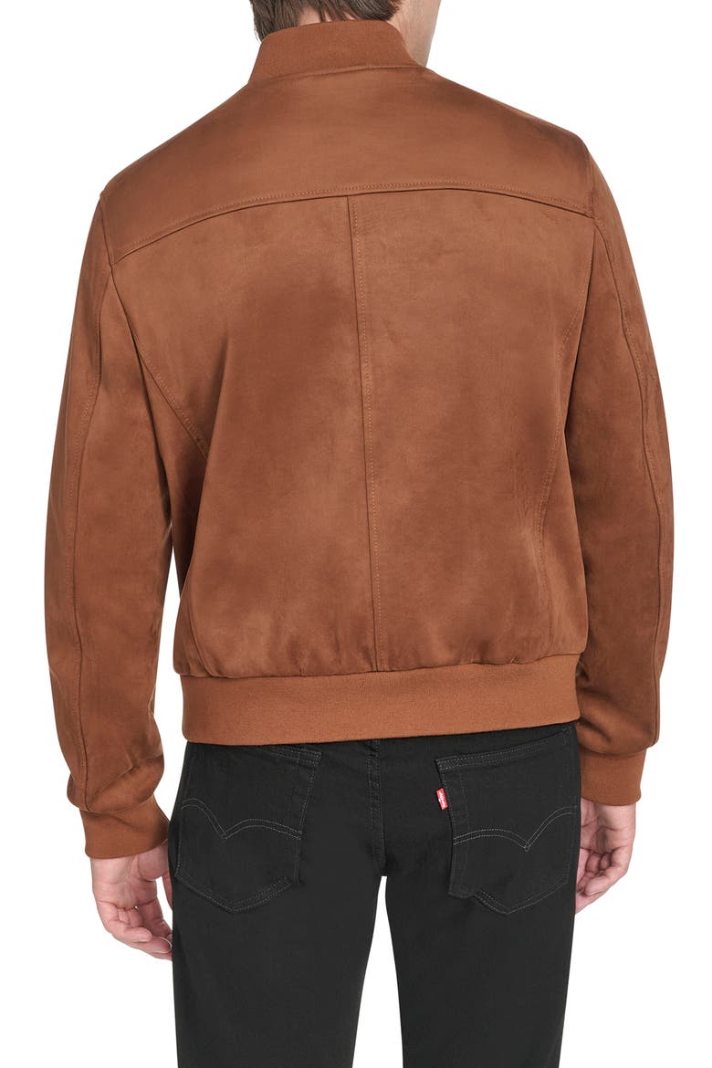 Faux Suede Bomber Jacket, Alternate, color, COGNAC