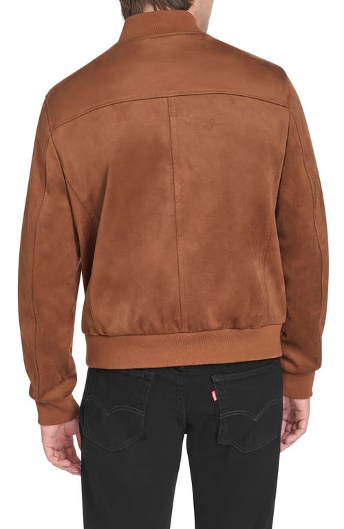 Cole Haan Signature Faux Suede Bomber Jacket In Brown
