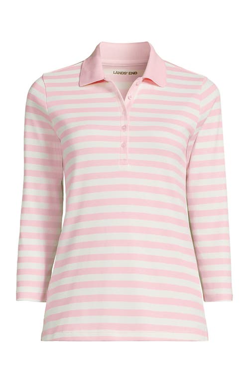 Lands' End 3/4 Sleeve Supima Cotton Polo Shirt In Pink