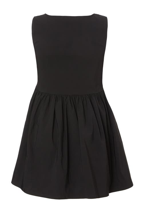 Quiz Plus Size Square Neck Drop Waist Mini Dress In Black