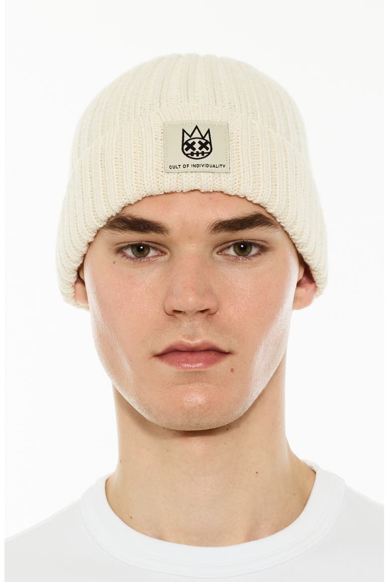 Rib Cuff Wool Blend Beanie, Main, color, WINTER WHITE