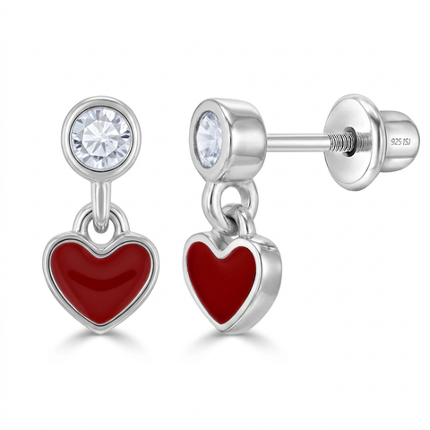 Dangle Enamel Heart Girl Earrings