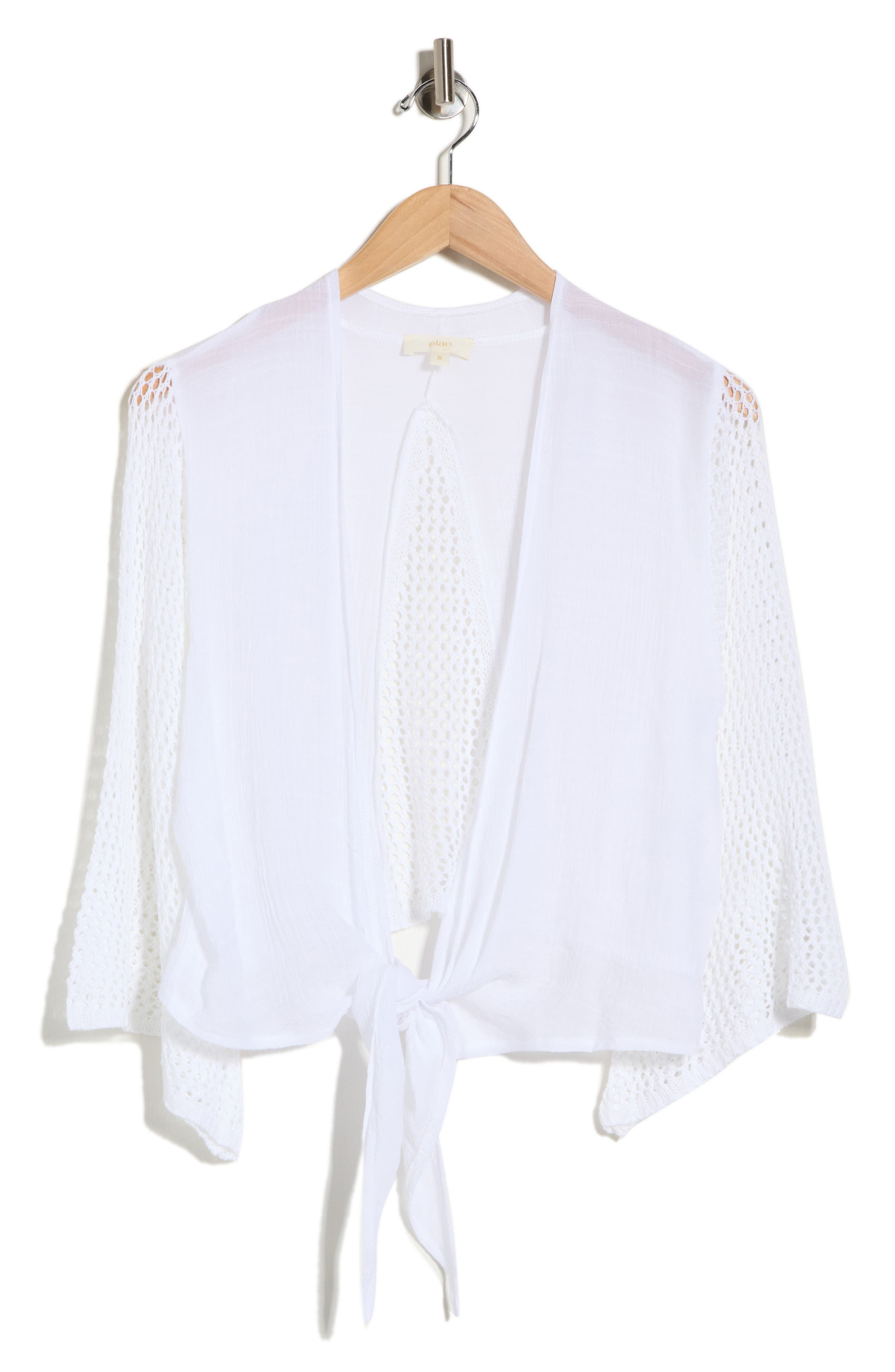 Elan Tie Front Bell Sleeve Cover-Up Top