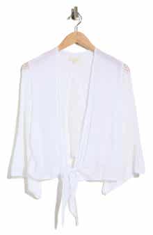 Elan Tie Front Bell Sleeve Cover-Up Top