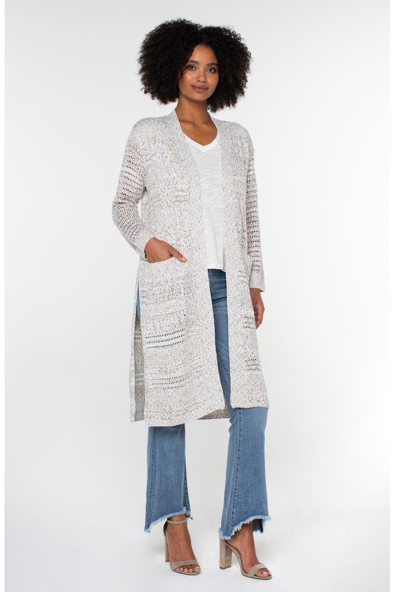 Marl Longline Open Front Cardigan, Alternate, color, RICH CRM MULTI