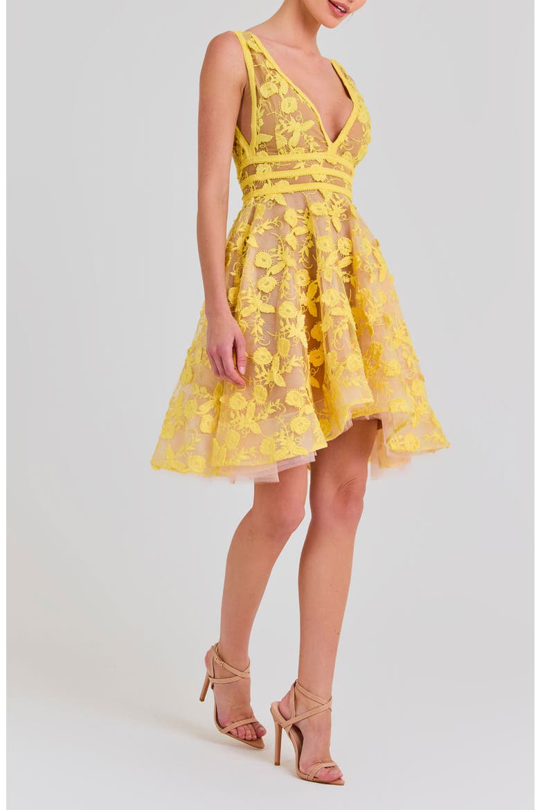 Lola Embroidered Sleeveless Fit & Flare Minidress, Alternate, color, LIGHT/PASTEL YELLOW